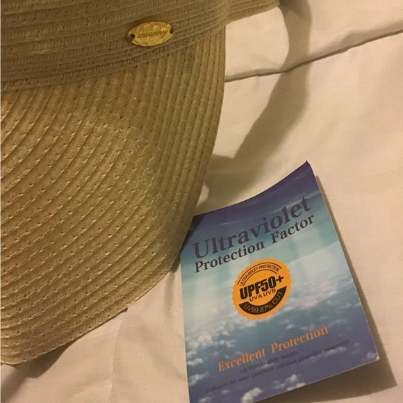 Oh Sunny beige sun visor open top foldable w/bag NWT - Picture 7 of 8